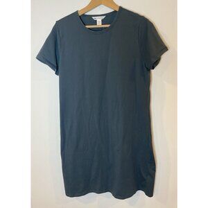 Athleta Essential Tee Dress A Line Short Sleeve Stretch Dark Teal Green Blue L